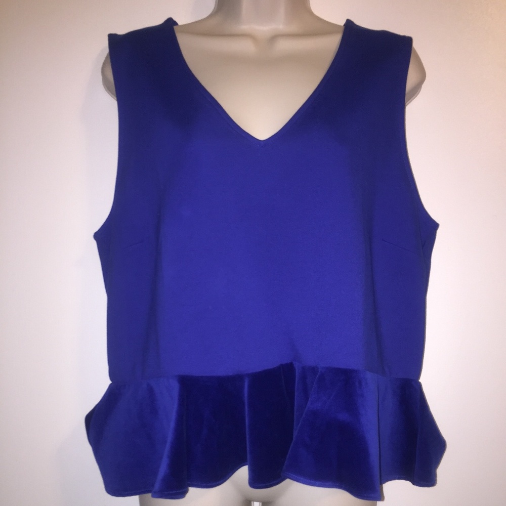 J. Crew-Womens-Peplum-Top-Size-XL-Royal-Blue-Velve